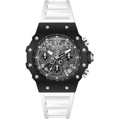 Invicta Racing 69616 Herenhorloge - Quartz Uurwerk - Acryl met Zilveren Wijzerplaat - 40 mm