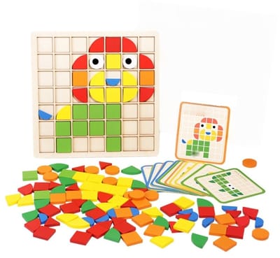 Creatieve MozaïEkpuzzel, Bouwstenen Van Houten Patronen, Tafelspellen, Puzzelbouwsteen Speelgoed, Montessori Toys, Jigsaw Puzzles, Focus Game Education