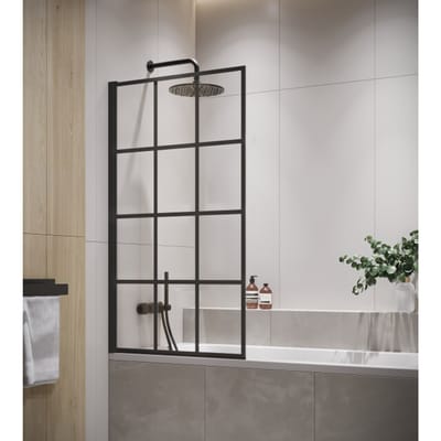 Badplaats Badwand Riad 80 x 140 cm – Zwart – Badscherm Draaibaar 5 mm dik – Veiligheidsglas en Antikalk