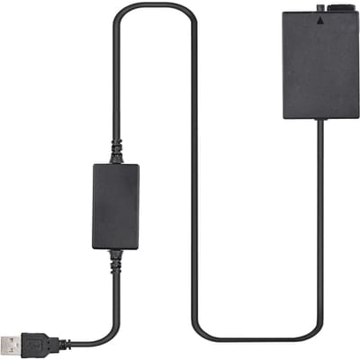 Andoer DR-E8 USB Power Kit AC-adapter Vervangende DC-koppeling Dummy-batterij Enkele USB-ingang zwart