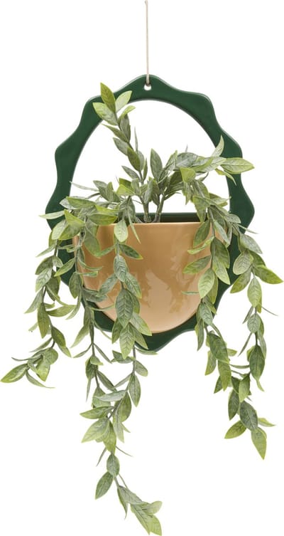 Atmosphera Kunstplant Hangplant Chéri met keramieken pot - 20x9x52cm - Oker