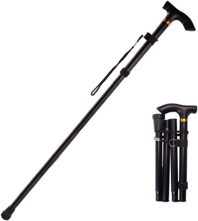 MDUG Een telescopische wandelstok voor buitenactiviteiten - zwart - ultralichte wandelstok van aluminiumlegering - geschikt voor wandelen en kamperen - helpt mensen gemakkelijker en stabieler te lopen