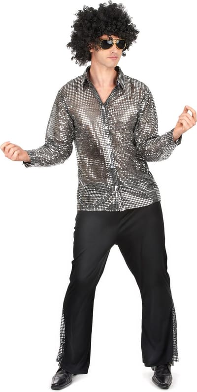 "Zilver discokostuum voor mannen - Verkleedkleding - Large"