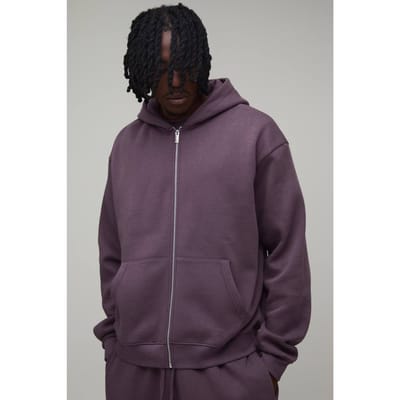 Lange Essentiële Oversized Boxy Hoodie Met Ritssluiting | Mauve | Size Medium