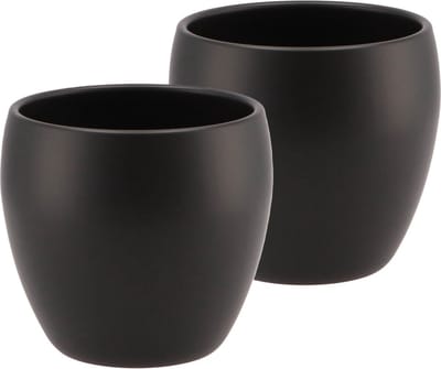 DK Design Bloempot/plantenpot - 2x - Vinci - zwart mat - voor kamerplant - D13 x H14 cm