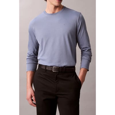 Calvin Klein Ls Supima Interlock Tee Dusty Sailor Blue Taglia: S | Maglie a manica lunga Outlet | Uomo | Blu
