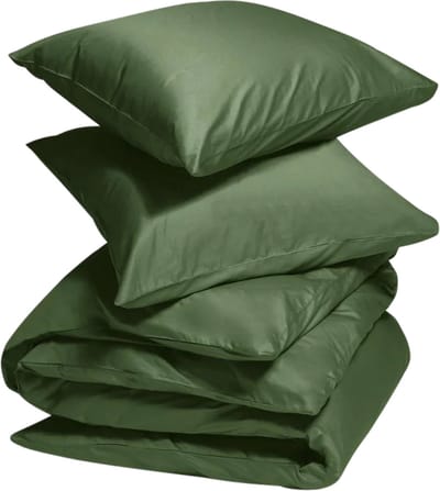 Yumeko dekbedovertrek katoensatijn mid olive 200x220 + 2/60x70 - Bio, eco & fairtrade