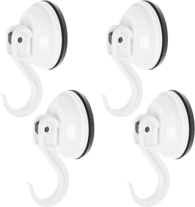Benson Handdoekhaakje - 4x - zuignap badkamer/keuken ophang haken - kunststof - Draagkracht 6 KG