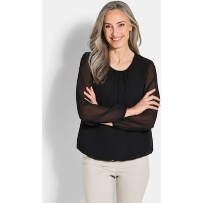 Elegante blouse van chiffon - zwart - Gr. 19 van Goldner Fashion