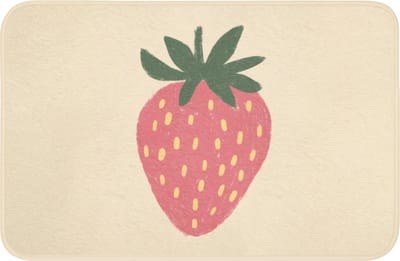 Badmat 60x40 cm - Antislip - Aardbei - Minimalistisch - Rood - Fruit - Badmatten voor badkamer - Badkamermat - Douchemat - Badkamer mat