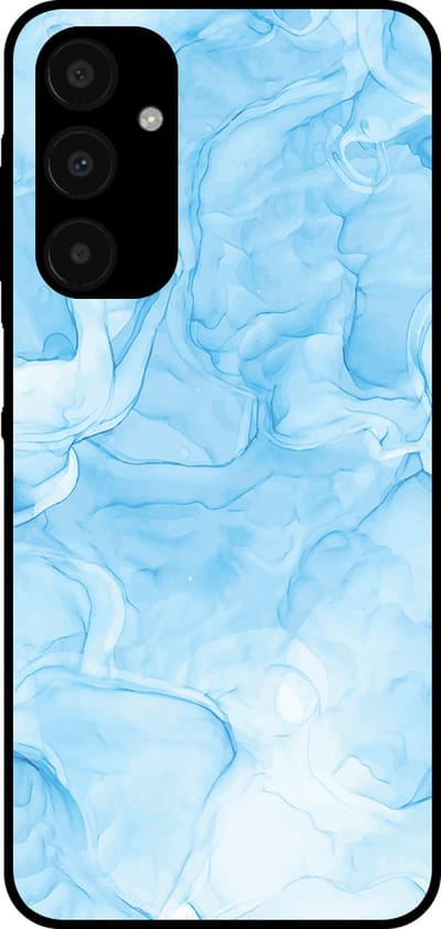 Smartphonica Telefoonhoesje geschikt voor Samsung Galaxy A25 met marmer opdruk - TPU backcover case marble design - Lichtblauw geschikt voor Samsung Galaxy A25