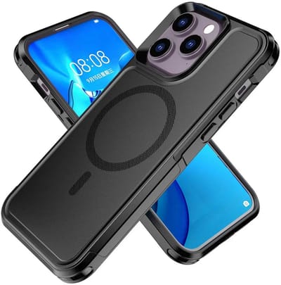 Hoesje Geschikt voor Apple iPhone 14 Pro - Compatibel met MagSafe - Back Cover met Magneet - Dual-Layer Hybride Case Zwart