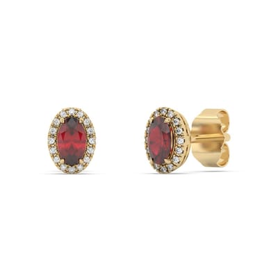 Diam Addict Ohrring 585 Gelbgold mit im Labor gezüchteten Diamanten und Rubin