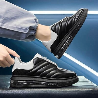 QZXYL Chaussures Plates Chaussures pour Hommes à Coussin d'Air Nouvelles Printemps Version Coréenne Tendance Tout-Aller Sport Décontracté Chaussures Blanches pour Hommes Baskets 40 noir