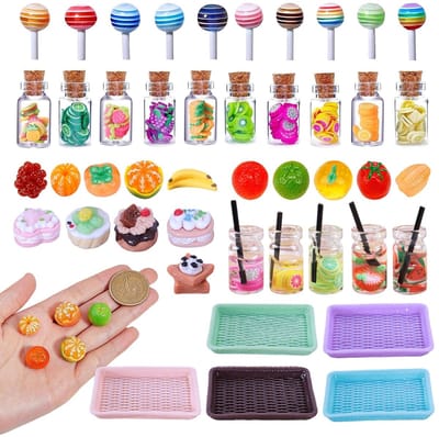 Dailygoods- Miniatuuraccessoires Set van 45 - Fruit/Snoep - Desserts - Mini Eten - Woondecoratie - Realistische Uitstraling - Miniatuurvoedsel