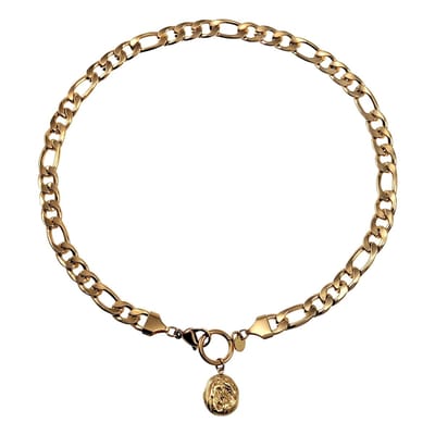 42cm x 8mm Dottilove Ketting Dames - 14k Geel Goud Plated RVS - Figaro Schakelketting met Hanger