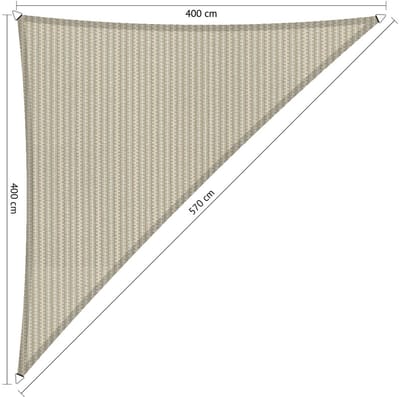 Shadow Comfort® Driehoek 90° schaduwdoek - UV Bestendig - Zonnedoek - 400 x 400 x 570 CM - Sahara Sand