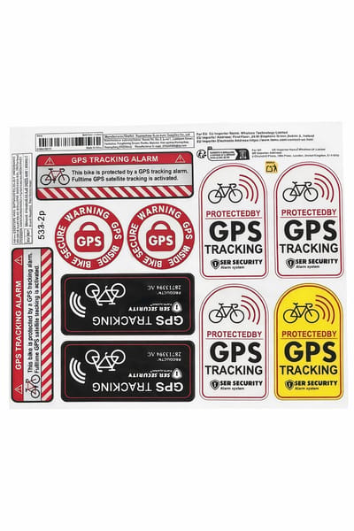 GPS Tracking Waarschuwingsstickers – Set van 10 – Anti Diefstal Fiets Sticker – Waterdicht & Weerbestendig – Voor Fiets, E-bike, Scooter & Auto