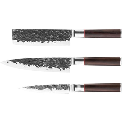 Set couteaux - FORGED - BRUTE - Acier Japonais 440c - Manche en bois Dalbergia - 3 pieces