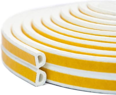 Tochtstrip zelfklevend type D - 6 meter wit - koude tocht stootrand geluiddicht waterdicht stofdicht Tochtstrip