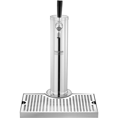 Kit de tour Kegerator, Kit de conversion de tour à bière à un robinet, Distributeur de tour à bière en fût en acier inoxydable avec régulateur double manomètre W21.8 et coupleur de fût système S,