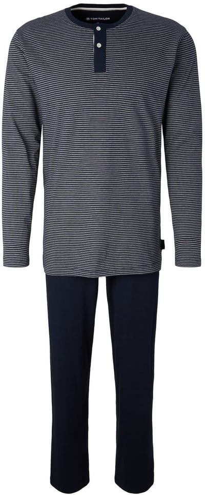 Tom Tailor - Katoenen pyjamaset - Maat 48/S - blue-dark-horizontal stripe