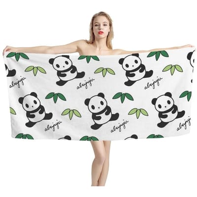 Sneldrogende Strandhanddoek Schattige Cartoon Liefde Panda Print Lichtgewicht Zandvrij Reis Kampeer Stranddeken Sport Yoga Vrouwen Kinderen Cadeaus 50x100cm(20x40in)