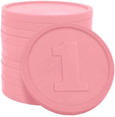 CombiCraft consumptiemunten getal 1 in baby roze - verpakking 1000 stuks