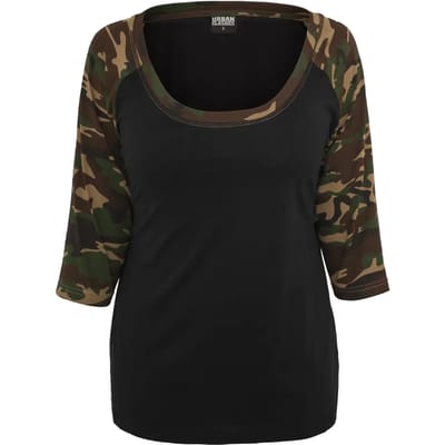 Urban Classics 3/4 Contrast Raglan Tee Dames Shirt met lange mouwen - XS