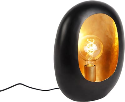QAZQA cova - Design Tafellamp - 1 lichts - H 36 cm - Zwart Goud - Woonkamer | Slaapkamer | Keuken