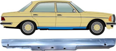 Volledige dorpel voor Mercedes W123 1975-1985 / Rechts