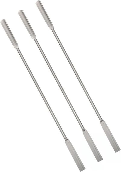 3 x Double-Sided Laboratory Measuring Spoons 18 cm Stainless Steel with Semicircular and Flat Spatula, U-Shape - ShopVlot