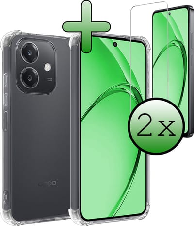 Hoesje Met Screenprotector - 2 Stuks - Geschikt voor OPPO A40 - Sterk & Shockproof - Siliconen Case - Back Cover - Telefoon Hoes - Shock Proof - Transparant