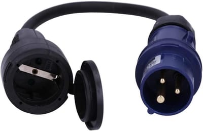 CEE-adapterkabel voor camping en buitengebruik - 3-polig 230V 16A H07RN-F 0,5 m