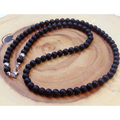 Sorprese ketting heren - kralenketting - mat zwart - 65 cm - 6 mm kralen - cadeau - Model Z