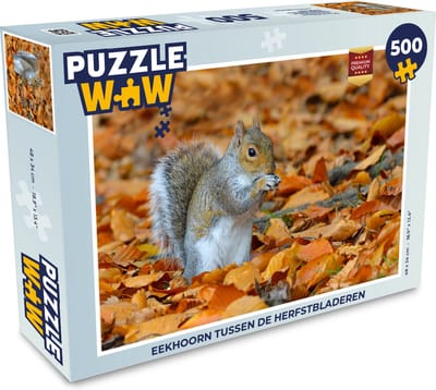 Puzzel Eekhoorn tussen de herfstbladeren - Legpuzzel - Puzzel 500 stukjes