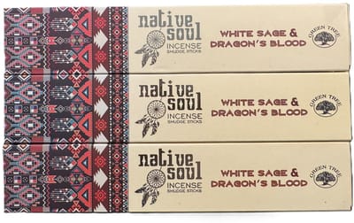 Native Soul - white sage en dragons blood - wierook - witte salie en drakenbloed - 3 stuks