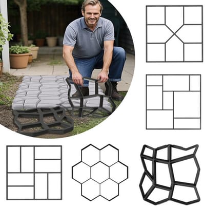 1 stuk Betonvorm voor in de tuin, Kunststof Bestratingsvorm,Stoeptegel betonvorm,Gietvorm voor trottoirs zwart- Onregelmatige afmetingen