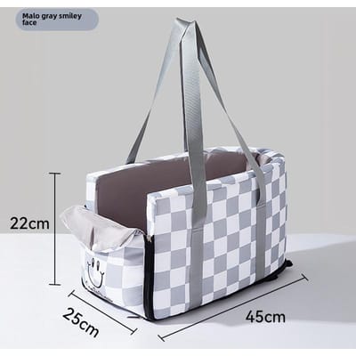 Chien Dehors Mode Plaid Contrôle Central Nid de Voiture Chien Moyen et Petit Siège de Sécurité Chat Extérieur Sac à Chat Nid pour Animal de Compagnie Universal gray