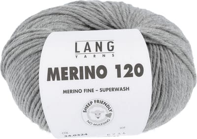 Lang Yarns Merino 120 - 324 grijs gemêleerd - Merinowol Garen