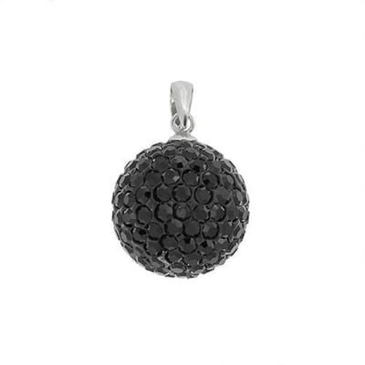 Blinx Jewels Zilveren Hanger Zwarte Bol Steentjes Strass