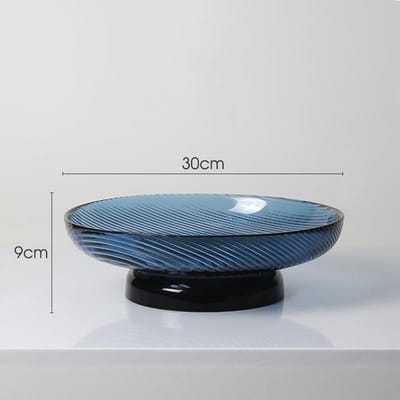 Color-blocking High-end Licht Luxe Glazen Fruitschaal Ornamenten voor Woonkamer Huis Koffietafel Eettafel Blad Decoratie Fruit Snack Snoepschaal Color matching blue - low gray