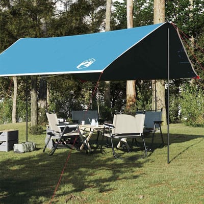 Waterdicht Dekzeil - Camping Zeil - Outdoor Bescherming - Inclusief Stangen - 430 x 380 cm - Blauw