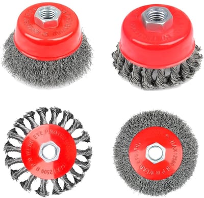 Draadborstel set voor haakse slijpers - 4 stuks, M14 schijfborstels (75/100 mm)