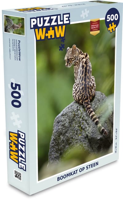 Puzzel Boomkat op steen - Legpuzzel - Puzzel 500 stukjes