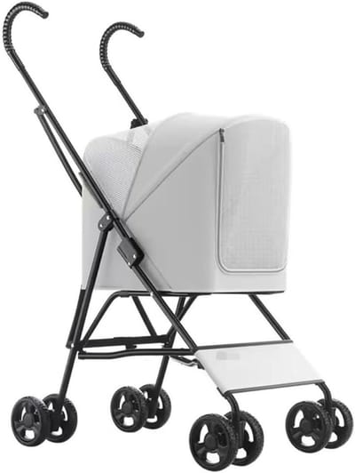 Huisdier Kinderwagen - Hondenbuggy Kattenwagen - Comfortabel Reizen - Opvouwbaar Lichtgewicht - 10 kg Draagvermogen - Grijs