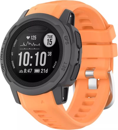 Strap-it Siliconen smartwatch bandje met gespsluiting - geschikt voor de kleinere Garmin Instinct 2s (oranje)