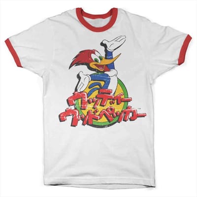 Woody Woodpecker Heren Tshirt -2XL- Washed Japanese Logo Wit