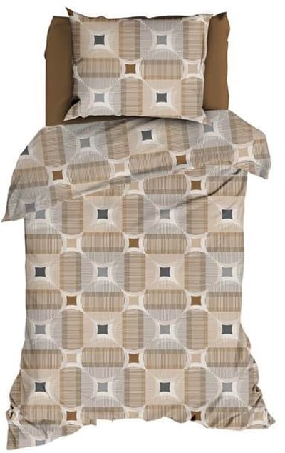 Romanette Kwadro Dekbedovertrek - Eenpersoons - 140x200/220 cm - Beige