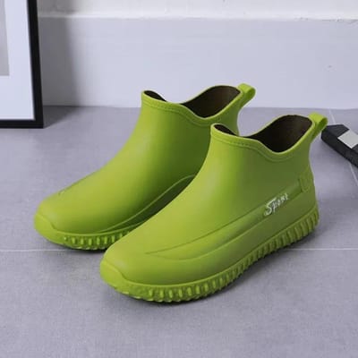 Modieuze Regenlaarzen met Korte Schacht Heren Antislip Waterdichte Schoenen Keuken Rubber Schoenen Autowasplaats Slijtvaste Waterlaarzen Pluche Warmte 44 groen